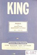 King 30", 36", 42", Milling Machine, Instructions for Set-Up Manual Year (1940)